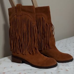 Lucky Brand Tobacco Suede Fringe Boots